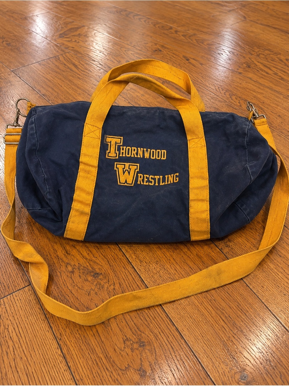 Augusta Sportswear Thornwood Wrestling Duffel Bag Navy Gold Gym Athletic